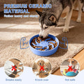 Fancy Lemon Ceramic Slow Feeder Dog Bowl, 3 Cup Dog Food or 25oz Water, Slow Eating Bowl for Middle Breed, Maze Puzzle Feeder for Fast Eaters, Anti-Choking Stop Bloat, Non-Slip BPA Free (Blue)