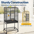 VIVOHOME 54 Inch Wrought Iron Large Bird Flight Cage with Rolling Stand for Parakeets Canaries Cockatiels Lovebirds Conures, Black