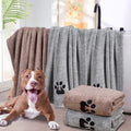 Dogvingpk Medium Dog Towel 2 Pack, Super Absorbent Soft Quick Drying Microfiber Pet Bath Towels for Medium & Small Dogs (M-36" * 28", Grey and Brown)