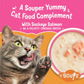 Friskies Purina Grain Free Lickable Cat Food Toppers Lil’ Soups with Sockeye Salmon in Chicken Broth - 1.2 oz. Cups,(Pac
