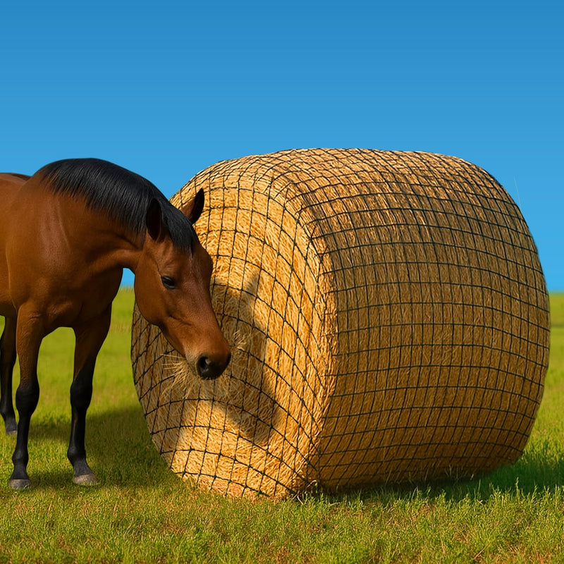 6x6 Ft Round Bale Hay Net for Horses – Knotless Slow Feeder Net with 2” Holes – Fits Up to 6x6 Round Bales or Square Bal