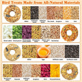 Fhiny 4 PCS Parakeet Treats, Donut Shaped Natural Grain Cockatiel Food with Fruits Vegetables Flowers and Herbs Bird Chew Toys for Parrot Conure Lovebird Training Rewards and Beak Grinding