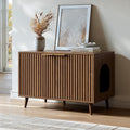 Evermagin 31.5" Cat Litter Box Enclosure Furniture with Legs, Walnut