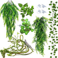 Reptile Plants for Terrarium Tank – Bearded Dragon Tank Accessories, Artificial Hanging Plant Vines, Habitat Decor & Hid