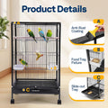 VIVOHOME 30 Inch Height Wrought Iron Bird Cage with Rolling Stand for Conures Lovebirds Cockatiels Finches, Black