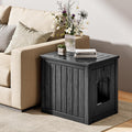 Cat Litter Box Enclosure, Resin Hidden Litter Box Furniture Side Table with Openable Front Door, Weatherproof Indoor & O