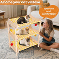 MITREL Large 3-Layer Cat Hammock Bed, 24"x15.7"x26.8" Elevated Cat Bed with Pine Wood Frame, Breathable Washable Covers, Wooden Pet Furniture for Indoor Cats and Small Animals (Orange, 3-Tier)