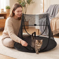 Pop-Up Cat Playpen, Portable Mesh Pet Tent, Indoor Outdoor Foldable Exercise Fence for Kittens, Rabbits, Guinea Pigs & S