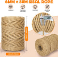 HezzLuv 262FT/80M Cat Scratching Sisal Rope, 6mm 1/4inch Thick Natural Jute Rope for Scratch Posts, Cat Trees, DIY Projects, Sisal Rope for Scratcher with 2 Mouse Toys (Natural, 262ft)