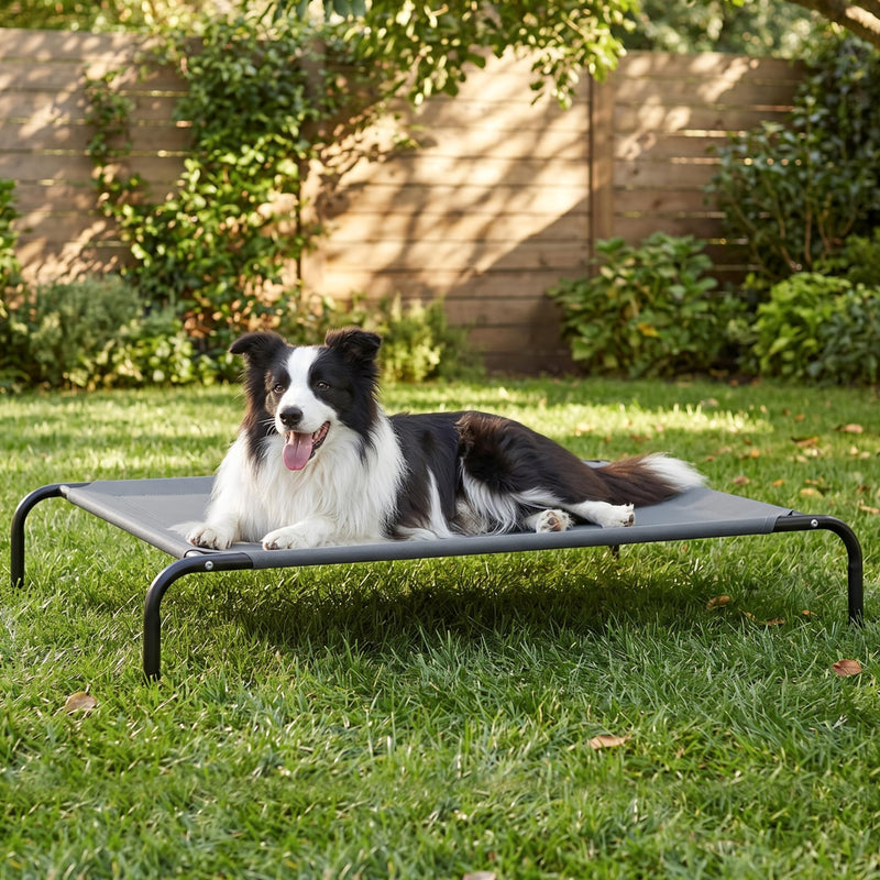 Love's cabin Elevated Cooling Dog Bed for Large Dogs, Portable Indoor & Outdoor Raised Pet Dog Cat Cot, Durable Summer Frame with Breathable Mesh, Grey, 48 inches