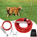 LUFFWELL 100FT Dog Runner for Yard with 15FT Tie Out Cable - Heavy Duty Trolley System for Large Dogs Up to 250LBS, Backyard/Park/Camping Use (Red, 100FT+15FT)