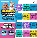 Vet Wrap for Dogs – Funny Dog Bandage for Wounds - 12 Pack of 2" Self-Adhesive Vet Tape - Breathable Pet Wrap Bandage for Hot Spots & Injuries, Dog First Aid Kit Supplies - Oops Wraps by Rubyloo