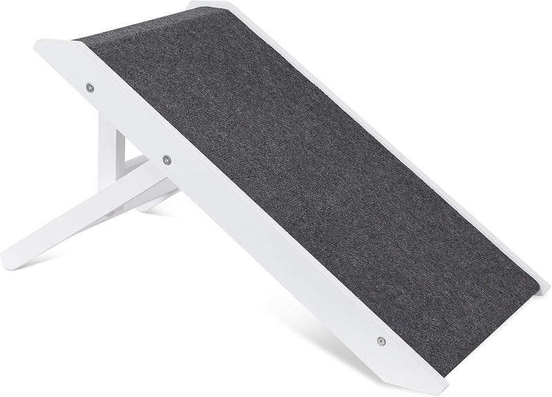 Internet's Best Adjustable Pet Ramp | Decorative Wooden Folding Dog Ramp for Couch Bed Car | 26” Long | Soft Paw Friendl