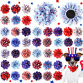 Huhumy 50 Pcs Patriotic Dog Collar Flowers Bulk 4th of July Star Dog Bowtie Flower Grooming Charms Accessories for Pets Collar Attachment Embellishment Independence Day 250th Anniversary Party Costume