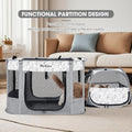 PETEASE Portable Cat Playpen with Litter Box, Cat Enclosure for Camping, Cat Recovery Playpen After Surgery, Foldable Indoor Outdoor Pet Tent for Cats Rabbits Puppies (Light Gray)