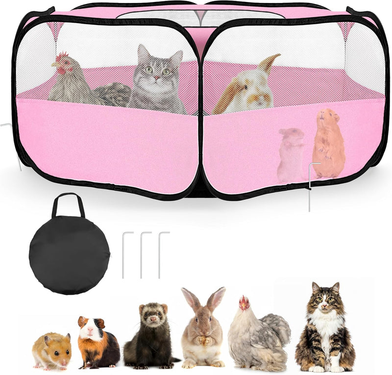 Small Animal Playpen with Mesh Cover & Waterproof Bottom Cat Tent Chicken Brooder Rabbit Guinea Pig Cage Playpen for Sma