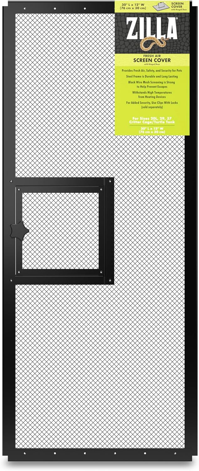 Zilla Fresh Air Hinged Door Screen Cover for Reptile Terrarium, 30 x 12