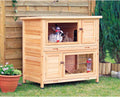 Trixie 2-Story Rabbit Hutch with Retreat Area, Non-Slip Ramp, Hinged Roof with Locking Arm, 4 Doors, 2 Metal Slide Latch
