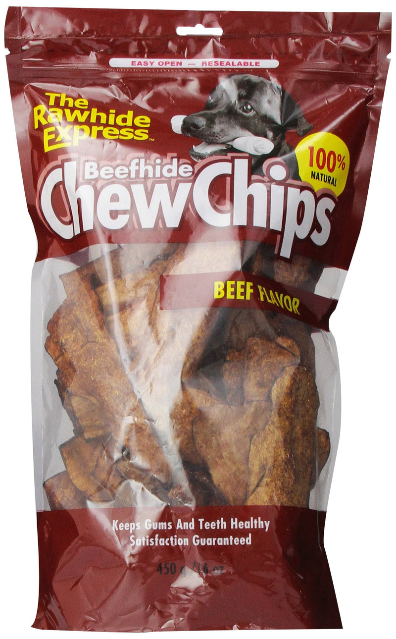 The Rawhide Express Beef hide Chew Chips Beef Flavored (Great Reward or Treat) 16oz