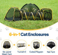 VIVOHOME 6-in-1 Outdoor Cat Enclosure with Playhouse, 2 Tents & 3 Tunnels - Portable Cat Playground with Leash and Mint Ball for Indoor/Outdoor Use, Yard Balcony Camping Safety