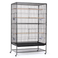 Prevue Hendryx Pet Products Wrought Iron Flight Cage - Big Rolling Bird Cage for Parakeets, Cockatiels, Conures, Lovebirds, Canaries, Finches, Parrotlets, & Caiques, 5 Ft - X-Large, Hammertone Black