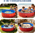 AAApex Atelier Foldable Dog Pet Bath Pool, Collapsible Dog Pet Pool, Bathing Tub Kiddie Pool Doggie Wading Pool for Puppy Small Medium Large Dogs Cats and Kids 32" (Red)