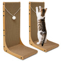 Markarbarka Value 2-Pack 23.6 Inch L-Shaped Cardboard Cat Scratcher, Dual Use (Vert/Horiz) Scratch Pad with Toy Balls, Wall-Mountable Furniture Protector Cat Scratchers for Indoor Cats