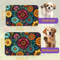 Vintage Floral Pet Feeding Mat, Fast-Dry Absorbent Dog and Cat Bowl Mat, Waterproof Rubber Base – 16x24 Inch