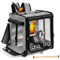 Sanmoncare Bird Carrier for Car Travel with Seat Belt, Indestructible Stainless Steel Mesh Parrot Backpack Travel Cage