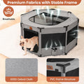 Enclosed Pet Playpen, Portable Cat & Puppy Playpen with Sturdy PVC Pipe Frame and Scratch-Resistant Fabric, Soft Kennel 