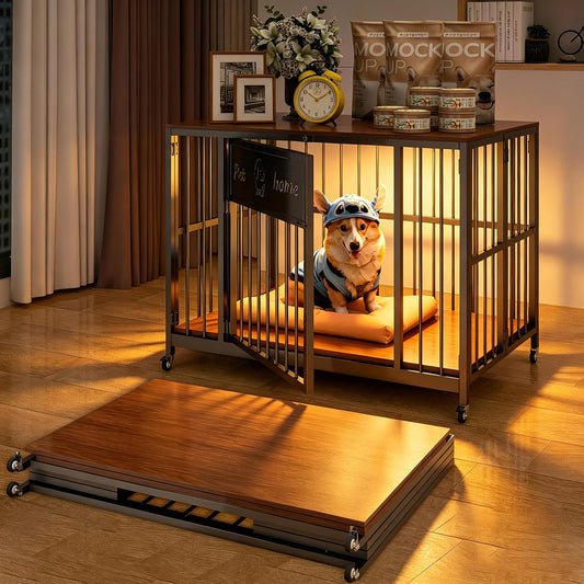 31.5" Foldable Dog Crate Furniture for Medium Dogs