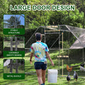 Chicken Coop Large Metal Chicken House/Pen with Climbing Frame for 15-20 Chickens, Outdoor Walk-in Poultry Cage Flat Sha