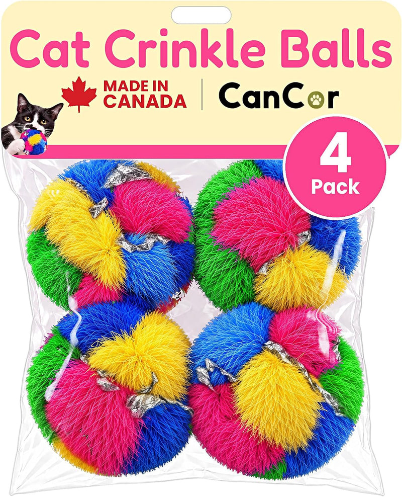 Crinkle Balls for Cats, Original 1.5 Inch, 4 Pack, Crinkle Cat Toy, CanCor