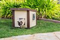 New Age Pet ECOFLEX Albany Outdoor Cat House - Weatherproof, Insulated, Elevated Floor, Dual Escape Doors, Easy Assembly, Moisture & Odor Resistant, 10-Year Warranty, Maple/Brown