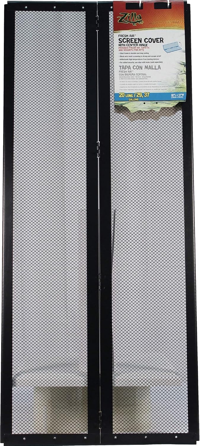 Zilla Fresh Air Terrarium Metal Screen Cover with Hinges (30 X 12 Inches)