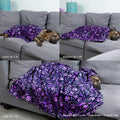 Pet Dog Cat Blanket Ultra Soft Cozy Fleece Paw Print Design Machine Washable Durable for Crates Beds Sofas Travel (Purple Paw Symphony, Medium)