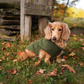 Dachshund Fleece Coat, Long Dog Sweater Jacket - Green, M