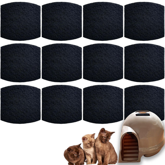 TeurWone Cat Litter Box Replacement Filters for Petmate Booda Clean Step Cat Litter Box, Activated Charcoal Filters Replacement to Absorb Odors and Litter Box Deodorizer for Keep Home Fresh (12 Pack)