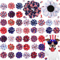 Silkfly 80 Pcs 4th of July Dog Collar Flowers, 20 Styles Memorial Day Patriotic Pet Collar Bows Charms, Red White Blue 250th Anniversary Flag Star Accessories for Independence Day Party