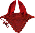 Elegant Horse Ear Bonnet, Fly Veil & Fly Mask – Superior Fly Protection with Style and Comfort for Every Ride (RED, COB)