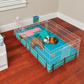 MidWest Homes for Pets Guinea Habitat Plus Cage, Includes Divider Panel and Hinged Top, Washable PVC Canvas Bottom, Expa