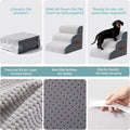 Kohentact Dog Stairs, Steps and Ramp for High Bed & Sofa, 13-24" H Detachable Pet Stairs for Small Medium Dogs, Sturdy 40D Foam, Non-Slip, Washable Cover with Lint Roller, Grey
