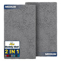 Muddy Mat® 2-Piece Grey Medium 30"X19" AS-SEEN-ON-TV Highly Absorbent Microfiber Door Mat, Bath Mat and Pet Rug, Non Slip Thick Washable, Soft Chenille for Kitchen Bathroom Bedroom Indoor and Outdoor