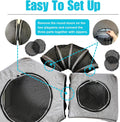 Portable Dog Playpen 2-Room with Tunnel, 3-in-1 Large Cat Crate Play Enclosure with Separate Litter Box Areas, Foldable 
