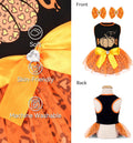 cyeollo Dog Halloween Dress, Pumpkin Print Tulle Outfit with Hair Bow, 2XL