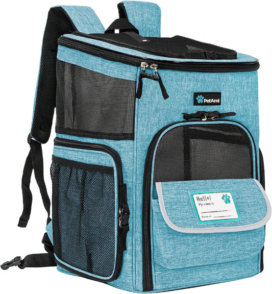 PetAmi Dog Backpack Carrier, Airline Approved 4-Way Entry Cat Bag, Teal