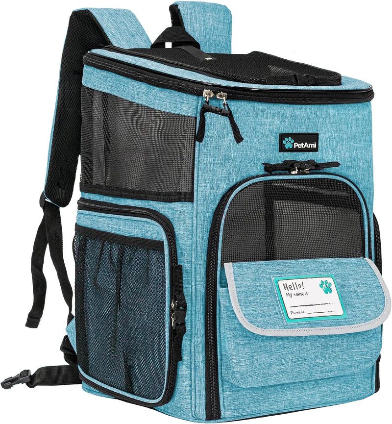 PetAmi Dog Backpack Carrier, Airline Approved 4-Way Entry Cat Bag, Teal