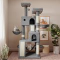 SHA CERLIN 65in Larger Cat Tree Tower Condo for Indoor Kitties/Multi-Level Furniture Activity Center with Wide Base/Cozy