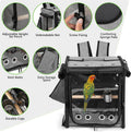 Sanmoncare Bird Carrier for Car Travel with Seat Belt, Indestructible Stainless Steel Mesh Parrot Backpack Travel Cage