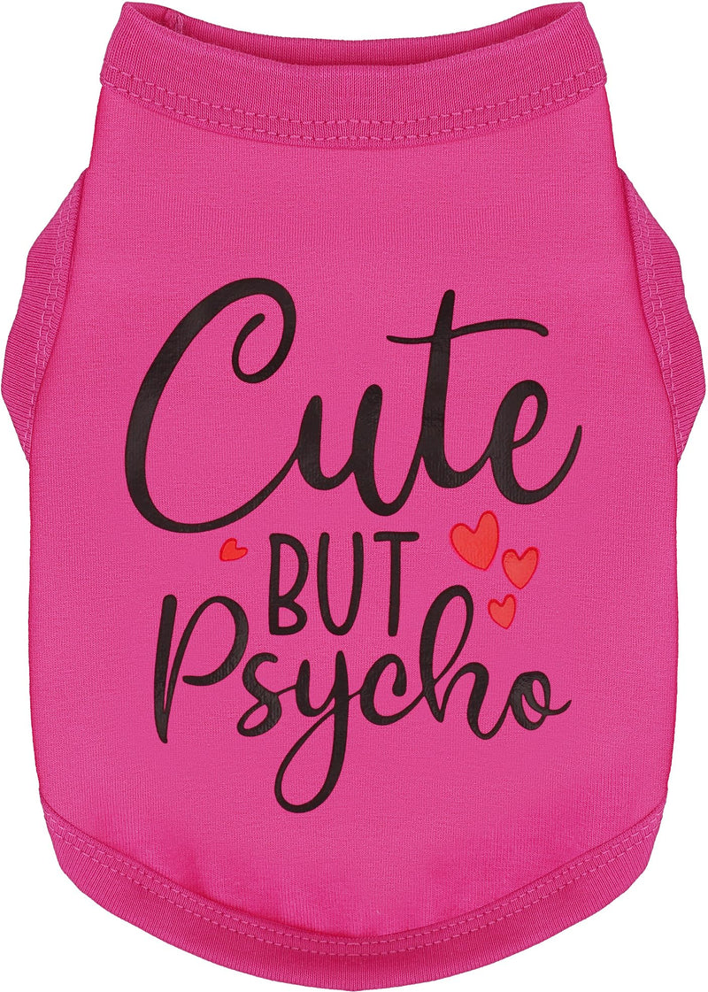 Expressive Cotton Dog Apparel: Soft, Lightweight Puppy Shirt Vest for Small and Medium Dogs, Featuring the Playful 'Cute but Psycho' Slogan Print Rose Red Medium